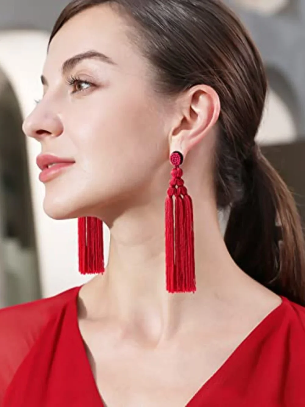 New - Bohemian Tassel Earrings for Women Dangling Chandelier Boho Statement Laye